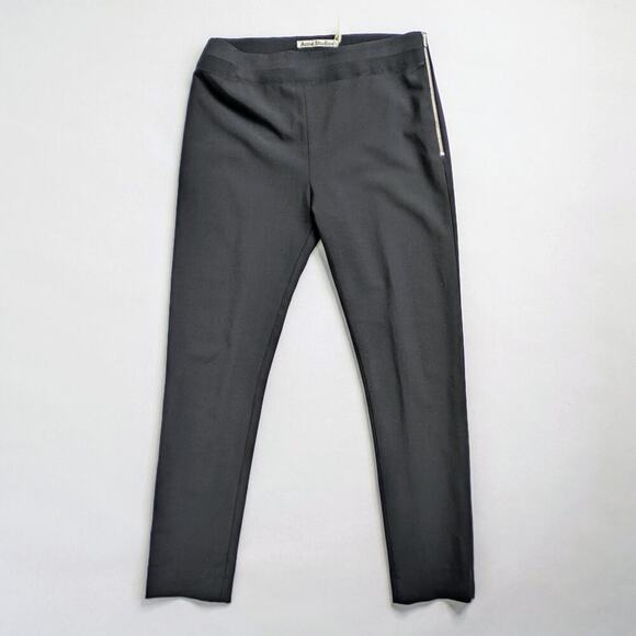 Acne Studios Pants Hey Bi Stretch Women's EU 36 Black Slim Side Zipper Ankle - Picture 1 of 12